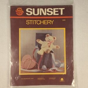 New Sunset Stitchery Vintage Embroidery 2886 Kit This Bears My Love